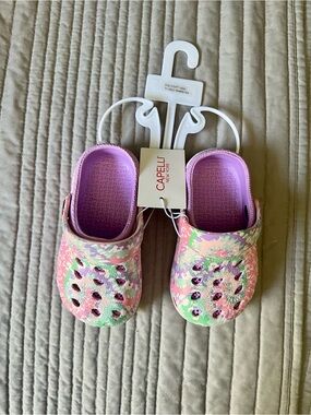Capelli Kids Pink & Green Clog Sandals 7c